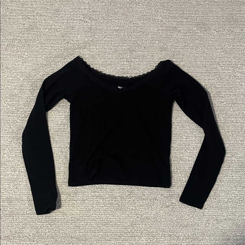 Hollister Elegant Black Lace Long Sleeve Tee